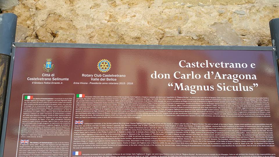 216 - Presenze del Governatore - il RC Castelvetrano Valle del Belice dona alla citta le tabelle del percorso storico-turistico dedicato a Don Carlo d Aragona - Castelvetrano 26 giugno 2016/001.jpg